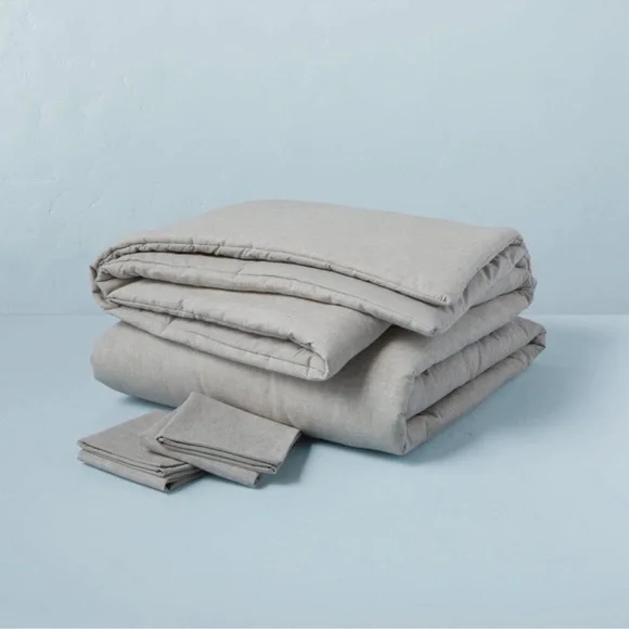 HEARTH&HAND Full/queen linen blend comforter and set of shams Jet gray Comforters
